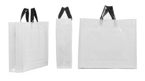 Fused Soft Loop Handle Plastic Bag (20x20x6) - Flexo Ink - Display Pros